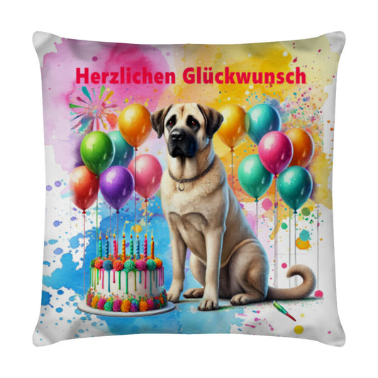 Kissen "Kangal - Herzlichen Glückwunsch" Weiß – hunde-shirt.de