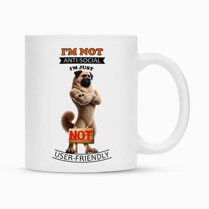 Tasse "Kangal - Anti-Social" Weiß – hunde-shirt.de