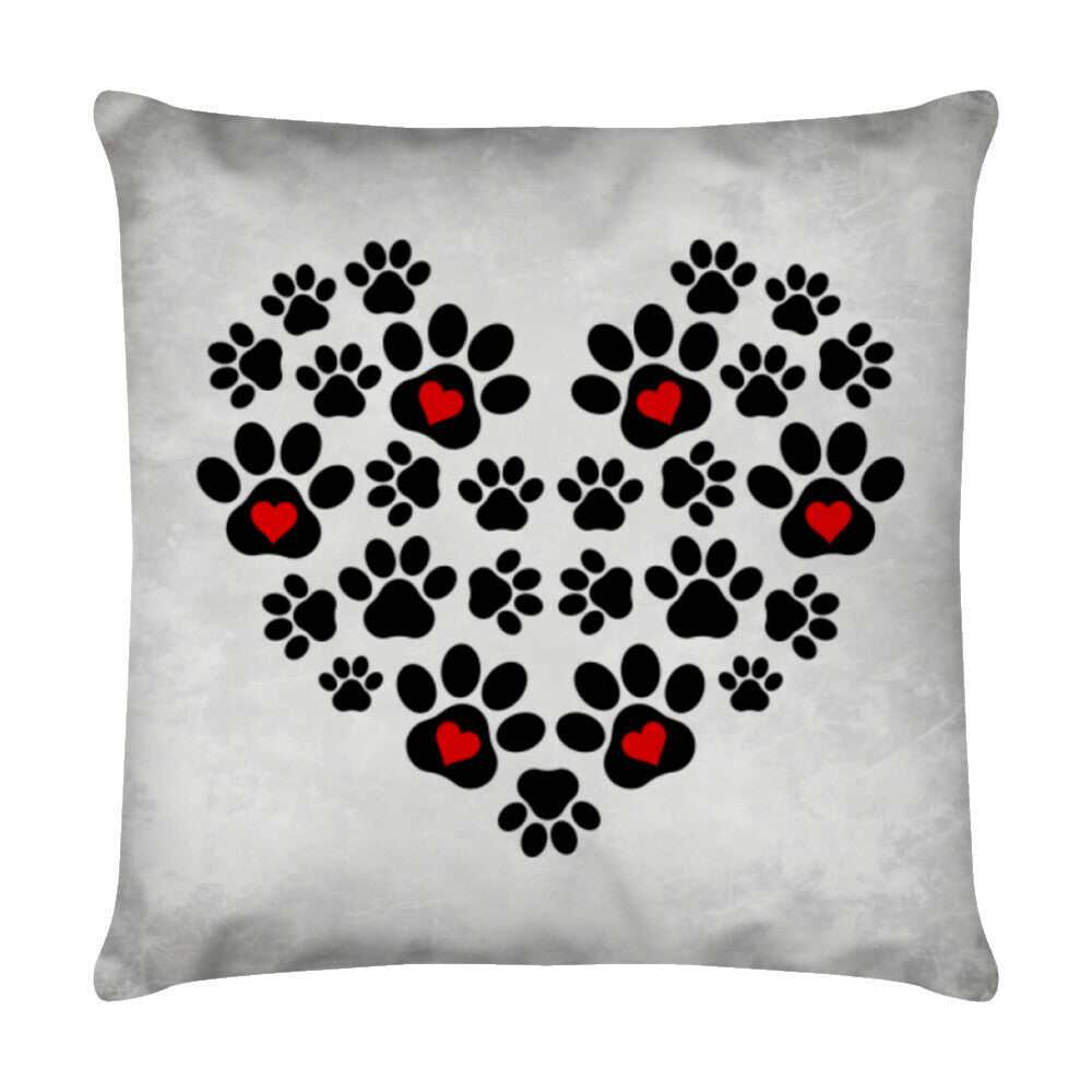 Kissen "Hearts & Paws" Weiß – hunde-shirt.de