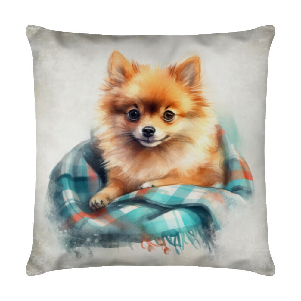 Kissen "Kleinspitz - Kuscheln" Weiß – hunde-shirt.de