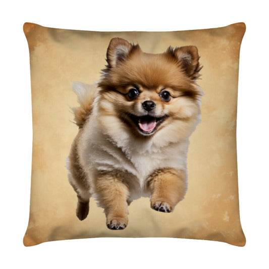 Kissen "Kleinspitz - Jump" Weiß – hunde-shirt.de