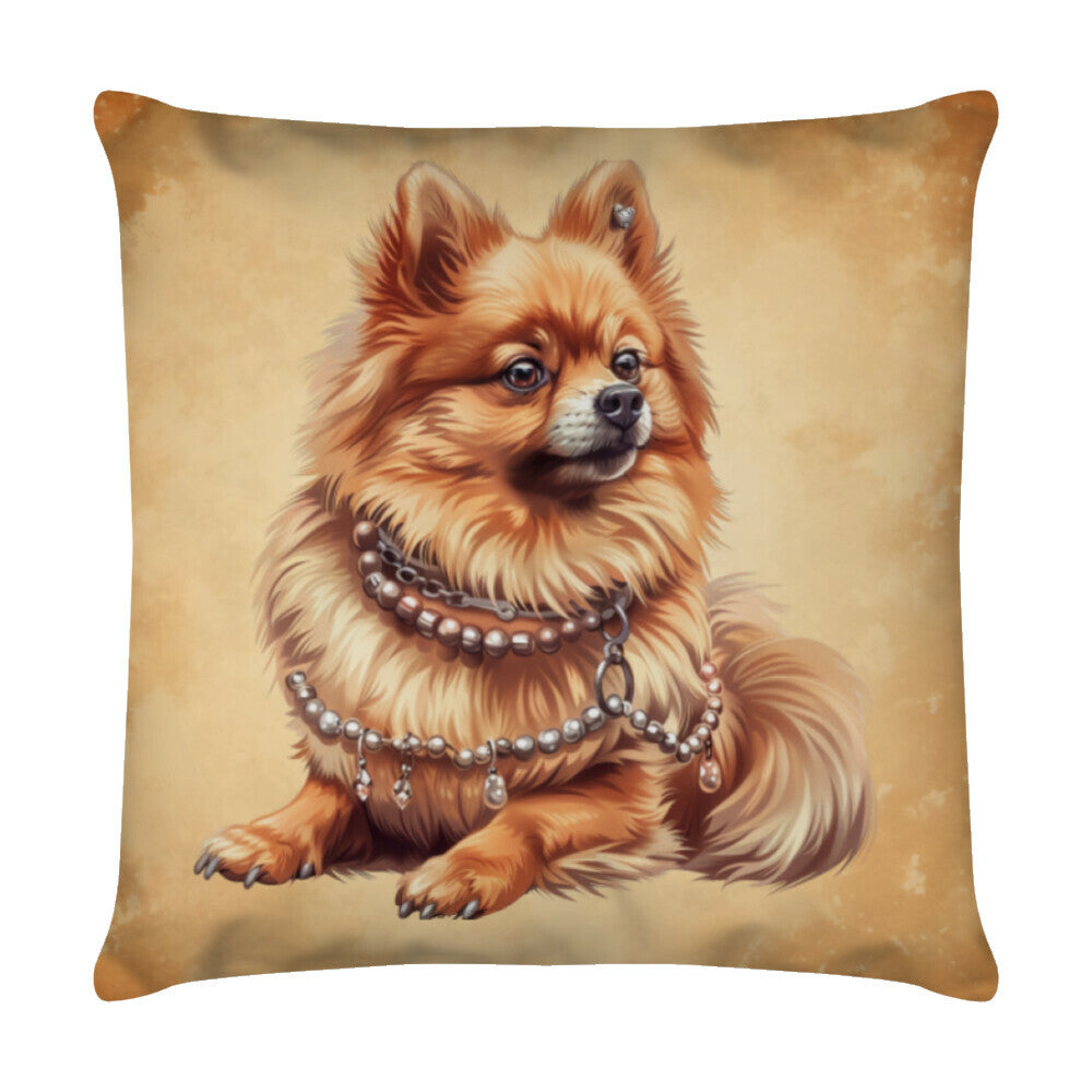 Kissen "Kleinspitz - Schmuckstück" Weiß – hunde-shirt.de
