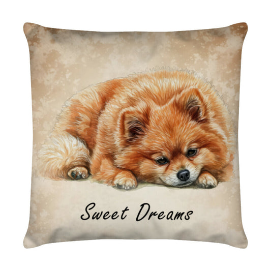 Kissen "Kleinspitz - Sweet Dreams" Weiß – hunde-shirt.de