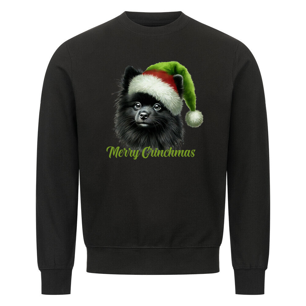 Premium Sweatshirt "Kleinspitz - Merry Grinchmas" Schwarz – hunde-shirt.de