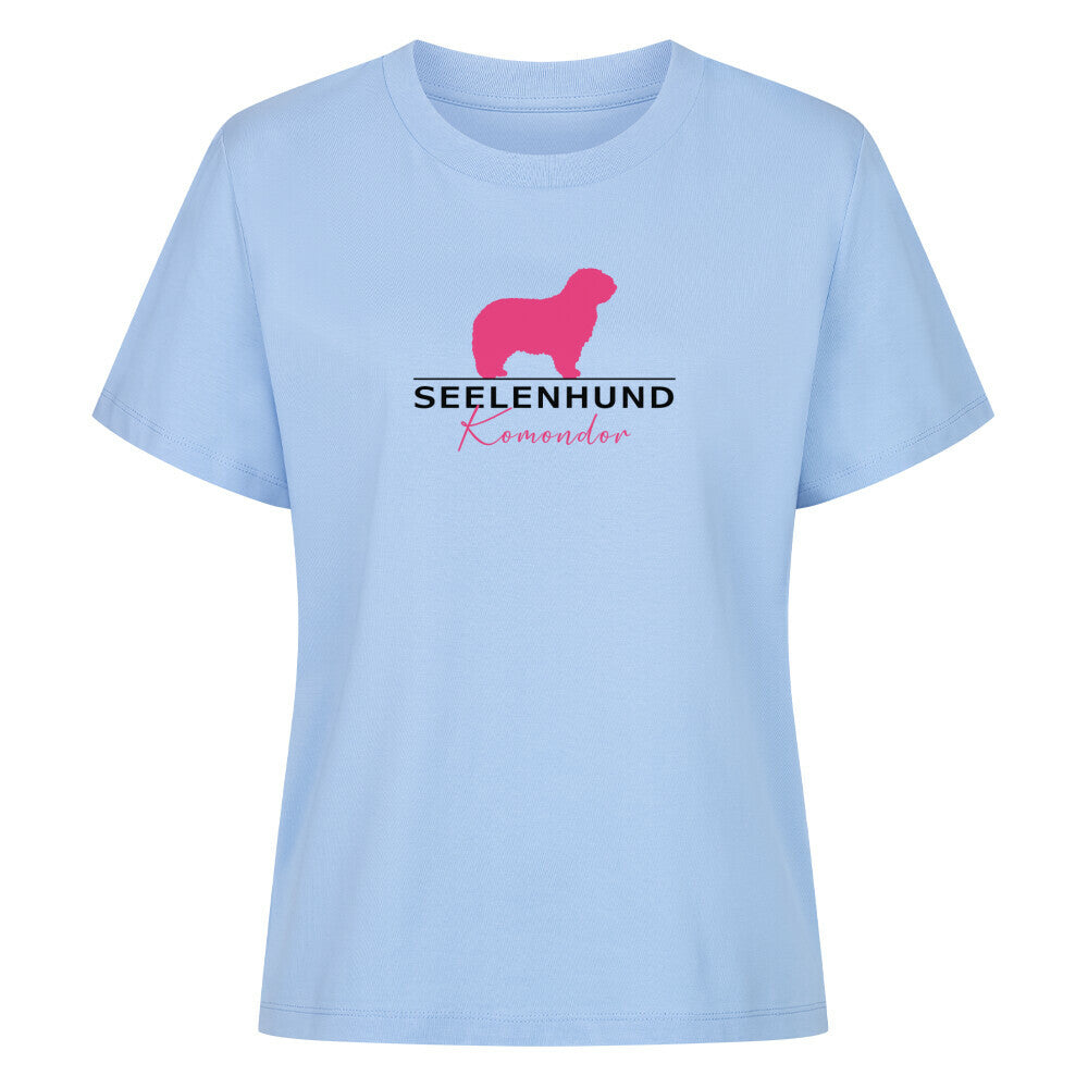 Premium Damen-Shirt "Komondor - Seelenhund" Sky Blue – hunde-shirt.de