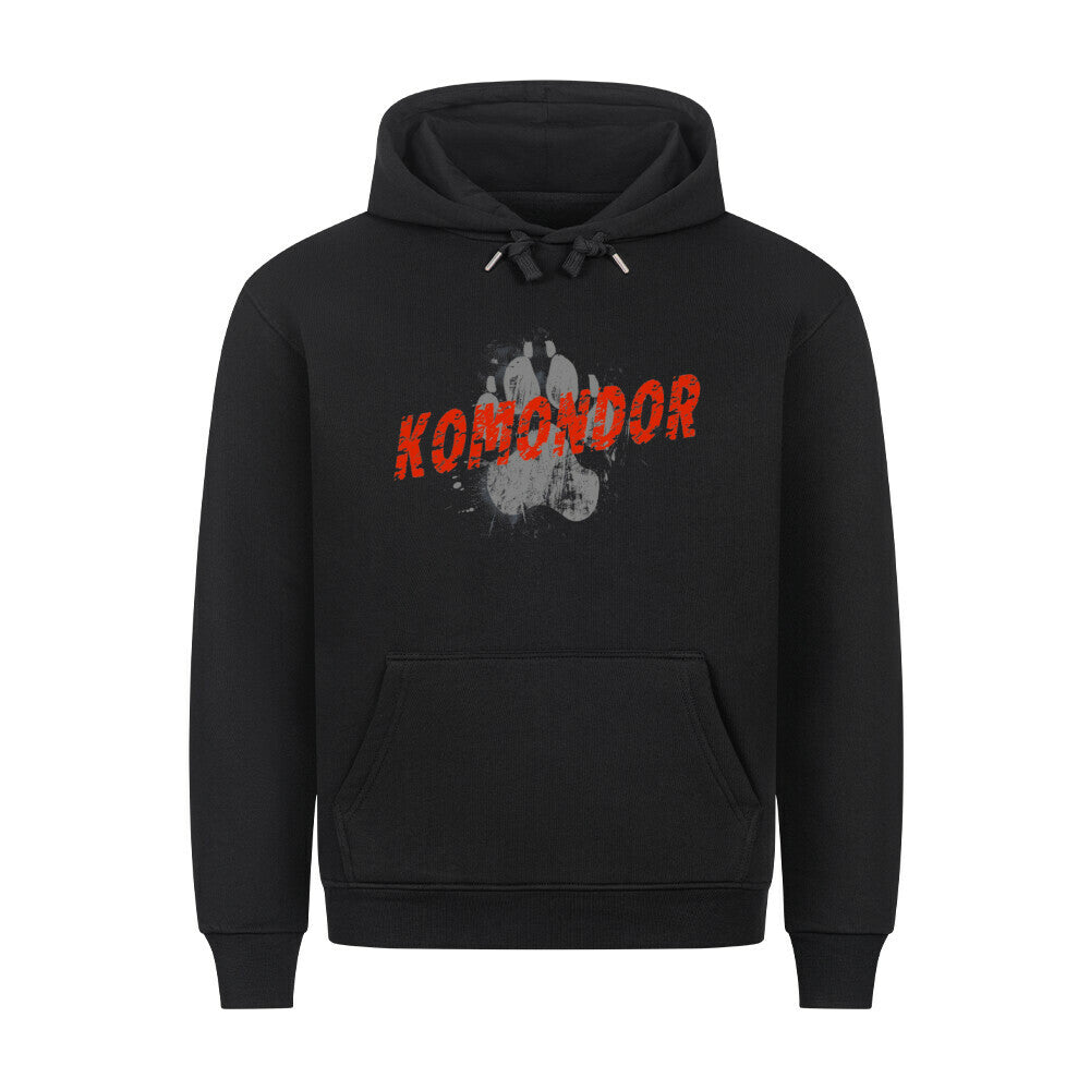 Premium Hoodie "Komondor - PAW" Schwarz – hunde-shirt.de