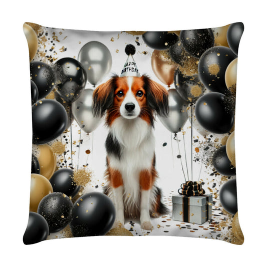 Kissen "Kooikerhondje - Geburtstag" Weiß – hunde-shirt.de