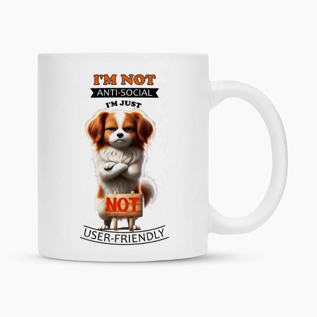 Tasse "Kooikerhondje - Anti-Social" Weiß – hunde-shirt.de