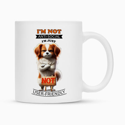 Tasse "Kooikerhondje - Anti-Social" Weiß – hunde-shirt.de