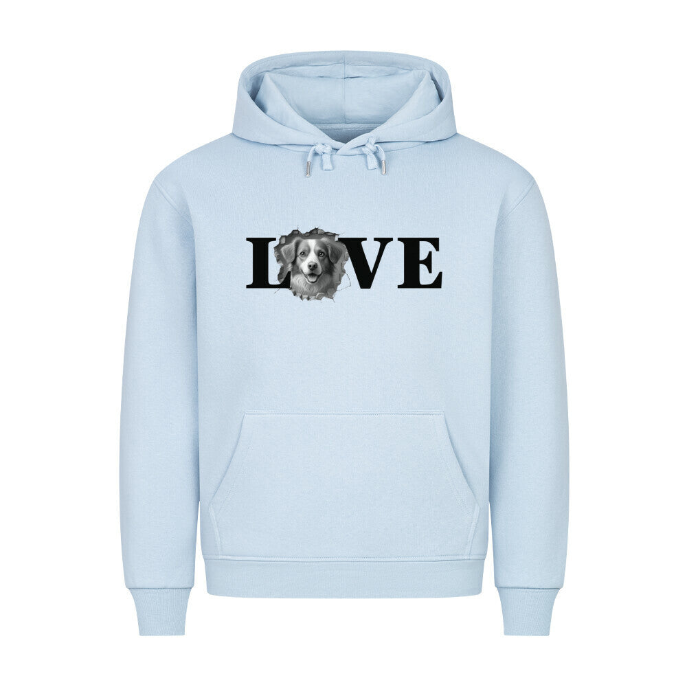 Premium Hoodie "Kooikerhondje - LOVE" Babyblau – hunde-shirt.de