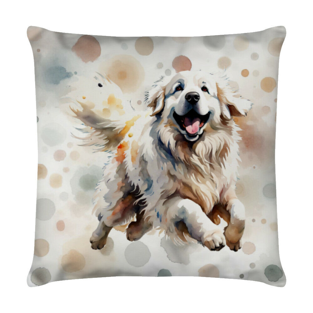 Kissen "Kuvasz - Jump" Weiß – hunde-shirt.de