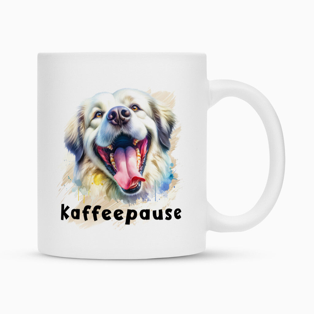 Tasse "Kuvasz - Kaffeepause" Weiß – hunde-shirt.de