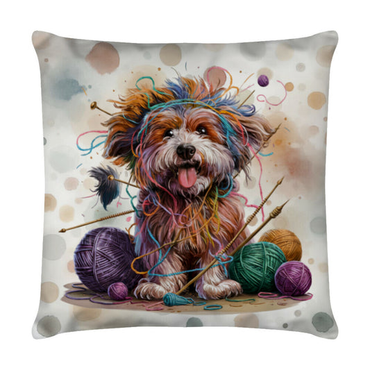 Kissen "Labradoodle - Stricken..." Weiß – hunde-shirt.de