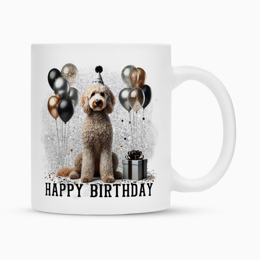 Tasse "Labradoodle - Happy Birthday" Weiß – hunde-shirt.de