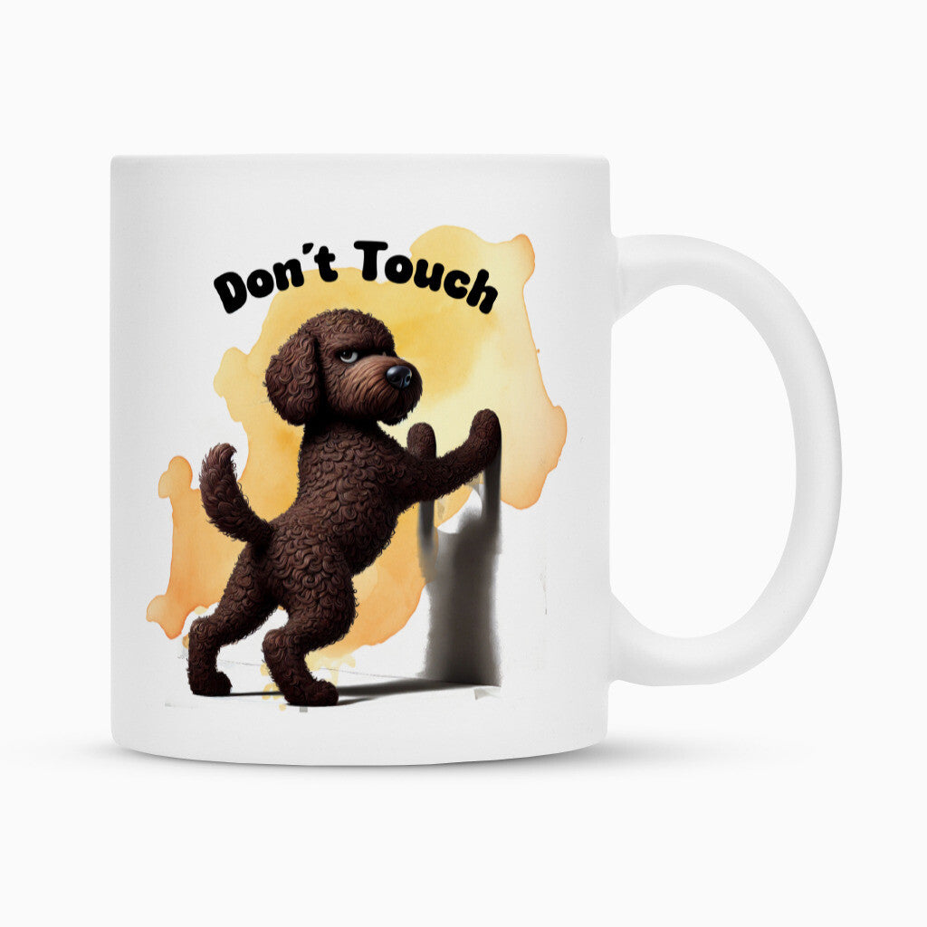 Tasse "Labradoodle braun - Don´t touch" Weiß – hunde-shirt.de