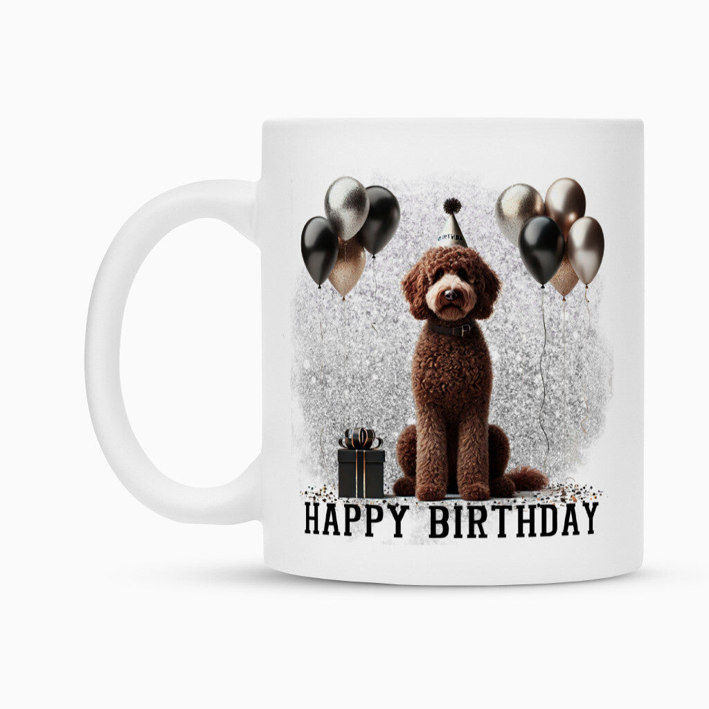Tasse "Labradoodle braun - Happy Birthday" – hunde-shirt.de