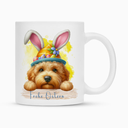 Tasse "Labradoodle - Frohe Ostern" Weiß – hunde-shirt.de