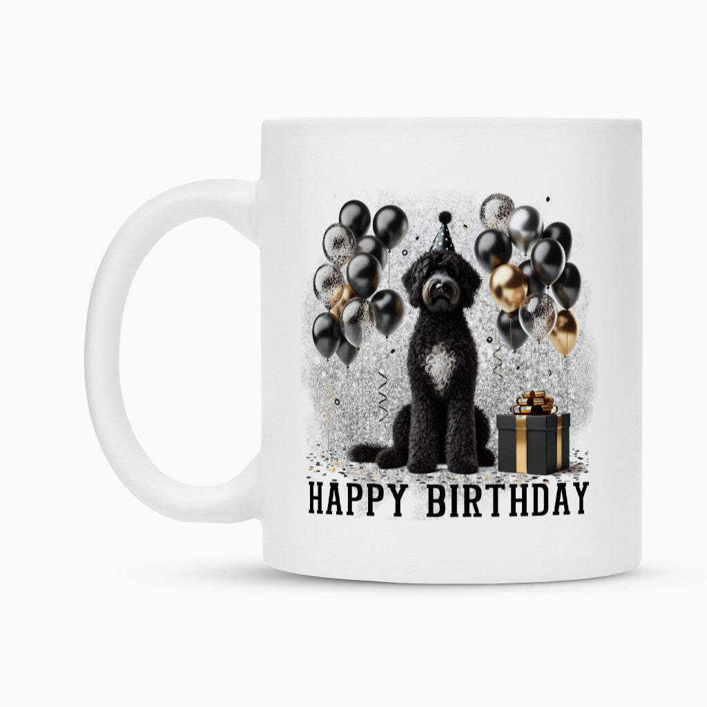 Tasse "Labradoodle schwarz - Happy Birthday" – hunde-shirt.de