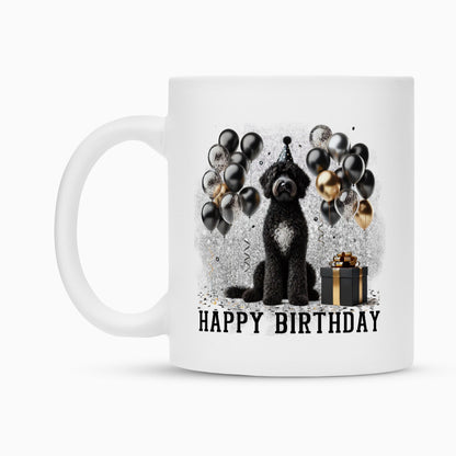 Tasse "Labradoodle schwarz - Happy Birthday" – hunde-shirt.de