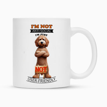 Tasse "Labradoodle braun - Anti-Social" Weiß – hunde-shirt.de