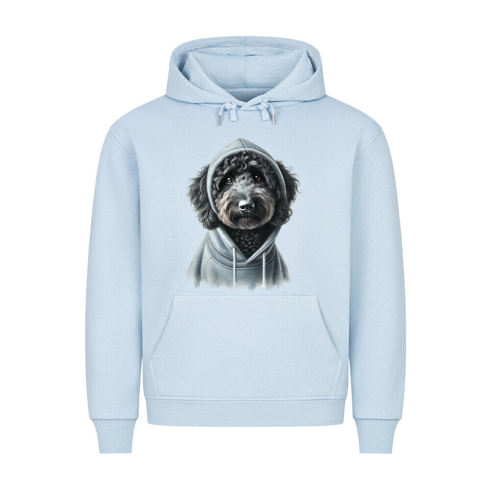 Premium Hoodie "Labradoodle schwarz - Hooded" Babyblau – hunde-shirt.de