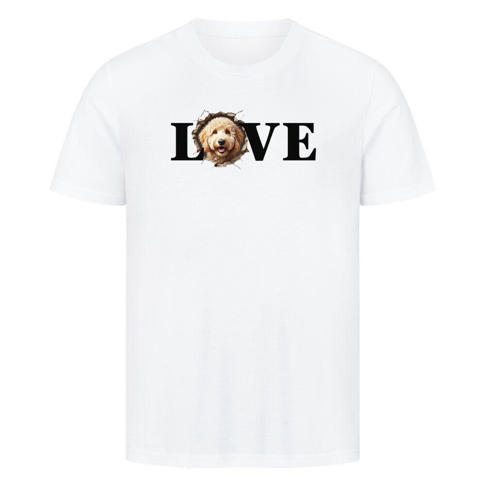 Premium T-Shirt "Labradoodle - LOVE" Weiß – hunde-shirt.de