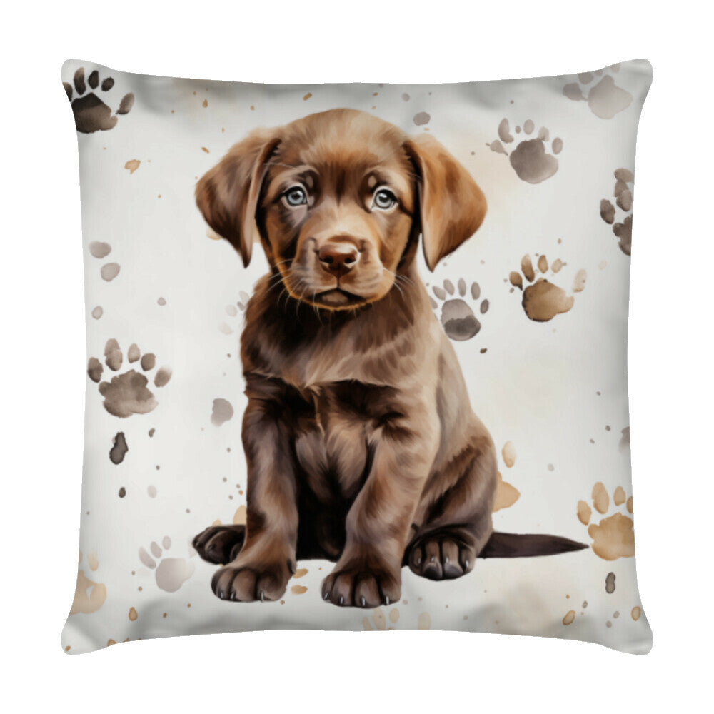 Kissen "Labrador braun - Puppy Paws" Weiß – hunde-shirt.de