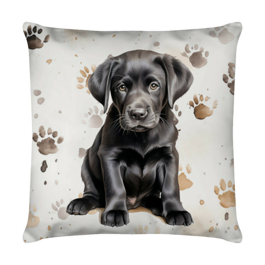 Kissen "Labrador schwarz - Puppy Paws" Weiß – hunde-shirt.de