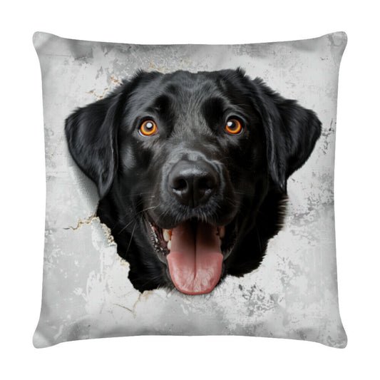 Kissen "Labrador schwarz - Look" Weiß – hunde-shirt.de