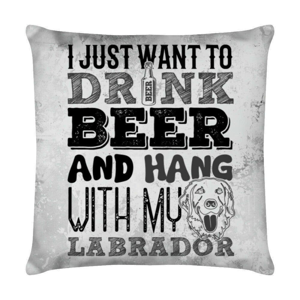 Kissen "Labrador - Beer" Weiß – hunde-shirt.de