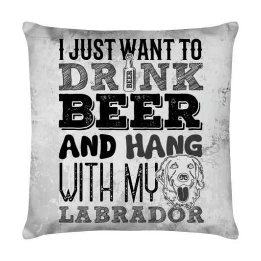 Kissen "Labrador - Beer" Weiß – hunde-shirt.de