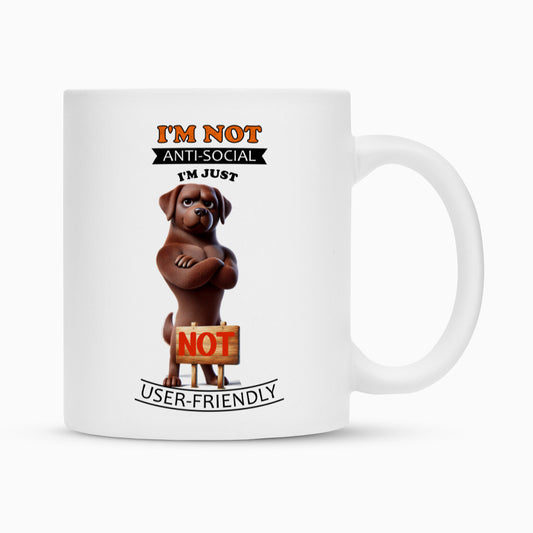 Tasse "Labrador braun - Anti-Social" Weiß – hunde-shirt.de