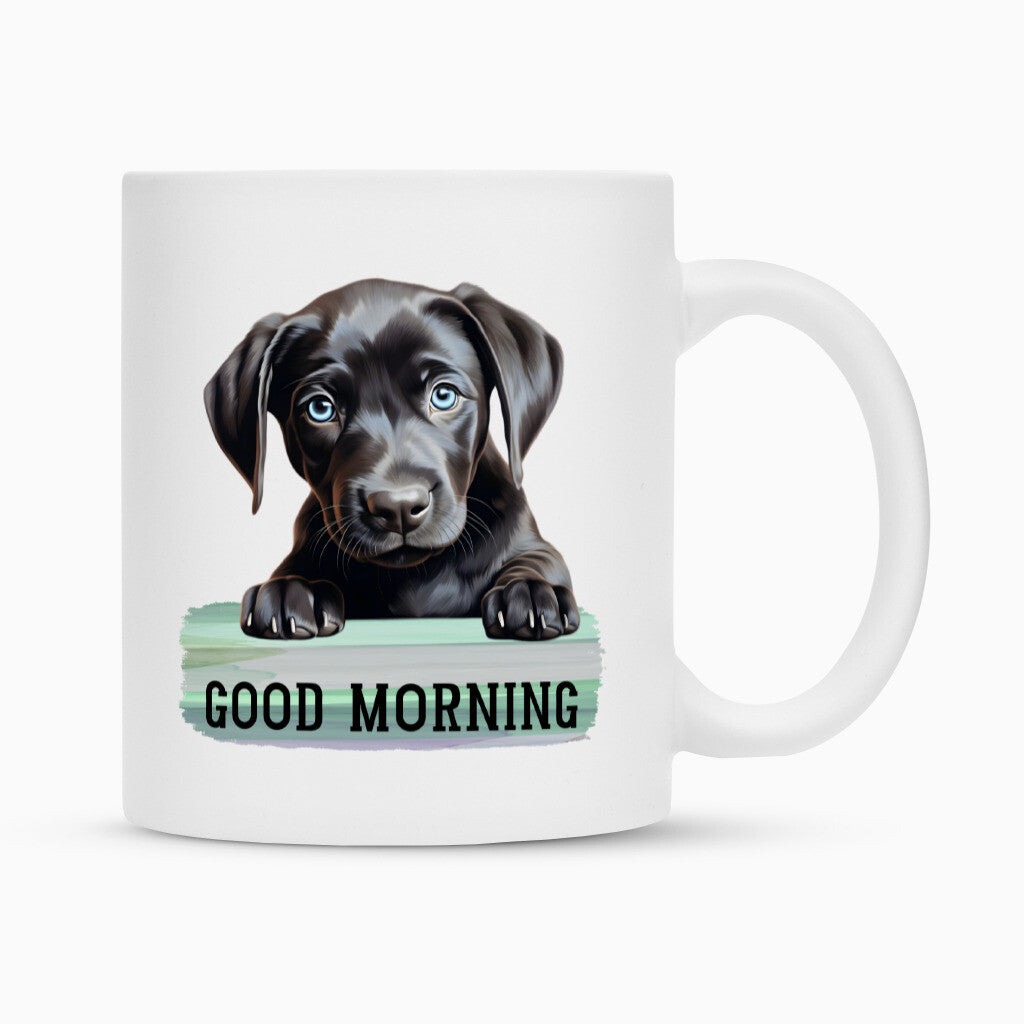Tasse "Labrador schwarz - Good Morning" Weiß – hunde-shirt.de