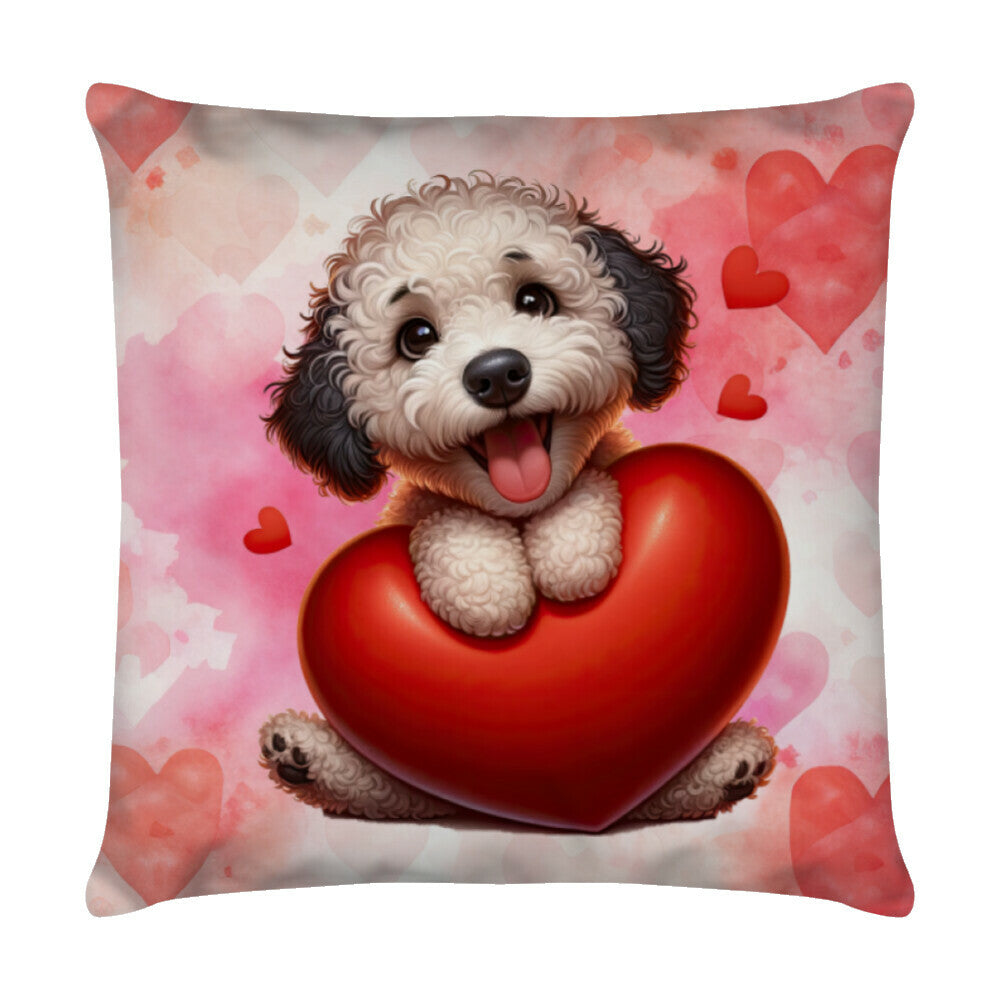 Kissen "Lagotto hell - Heart" Weiß – hunde-shirt.de