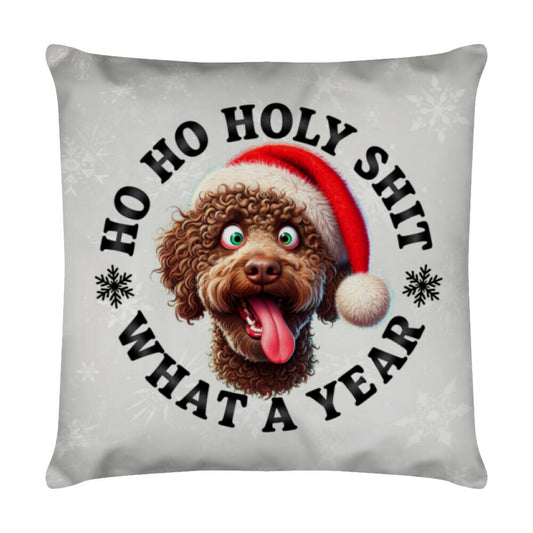 Kissen "Lagotto - HO HO..." Weiß – hunde-shirt.de