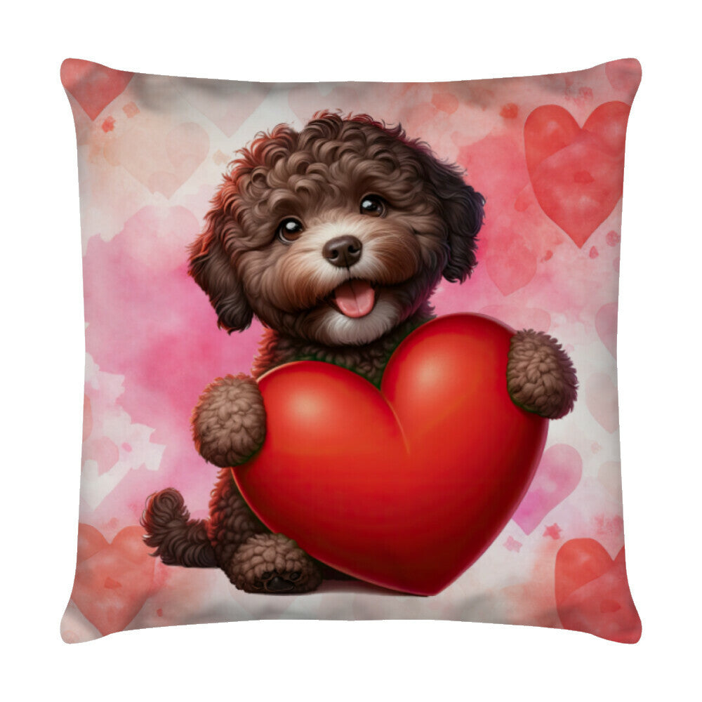 Kissen "Lagotto - Heart II" Weiß – hunde-shirt.de