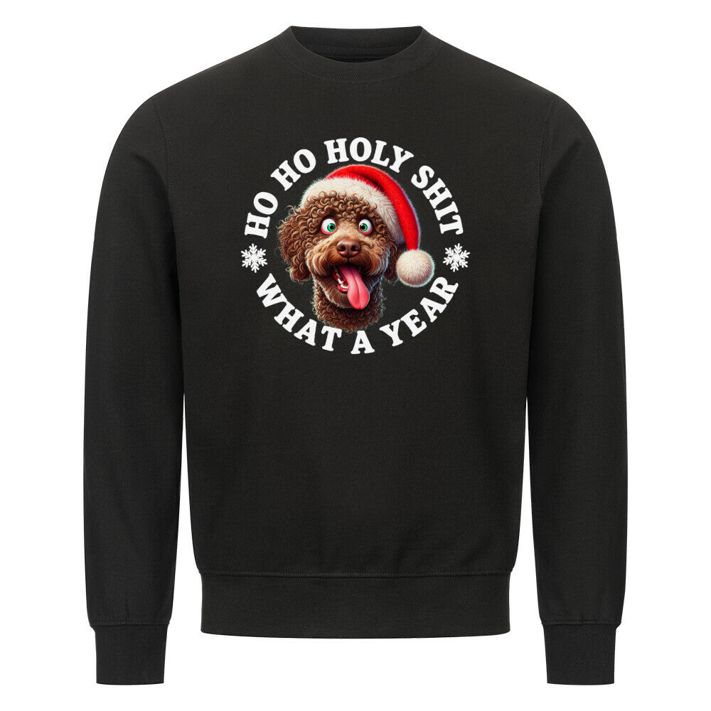 Premium Sweatshirt "Lagotto - HO HO..." Schwarz – hunde-shirt.de