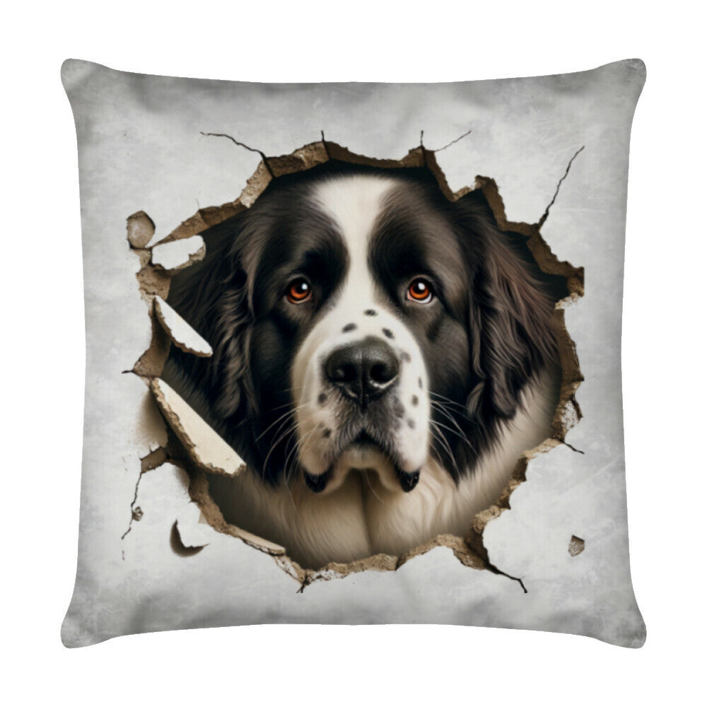 Kissen "Landseer - Look" Weiß – hunde-shirt.de