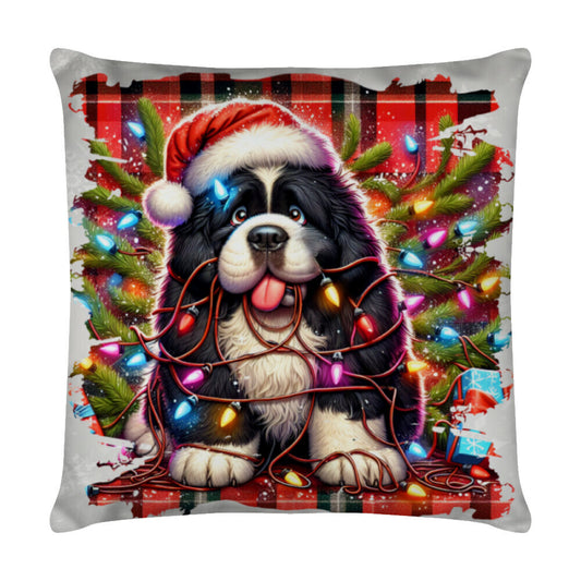Kissen "Landseer - Funny Christmas" Weiß – hunde-shirt.de