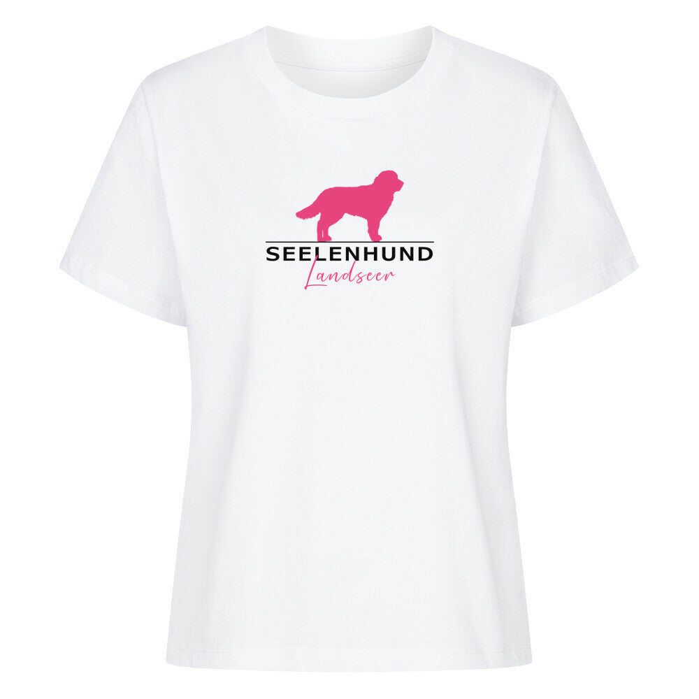 Premium Damen-Shirt "Landseer - Seelenhund" Weiß – hunde-shirt.de