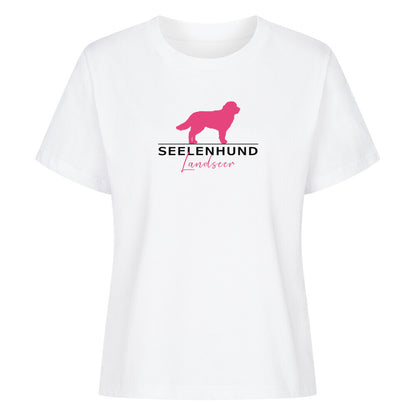 Premium Damen-Shirt "Landseer - Seelenhund" Weiß – hunde-shirt.de