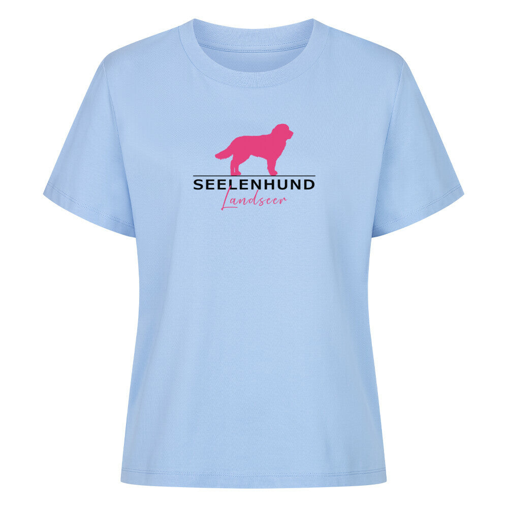 Premium Damen-Shirt "Landseer - Seelenhund" Sky Blue – hunde-shirt.de