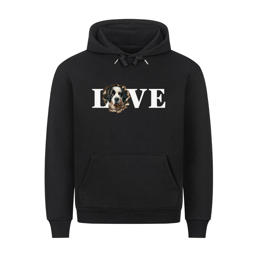 Premium Hoodie "Landseer - LOVE" Schwarz – hunde-shirt.de