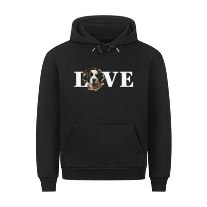 Premium Hoodie "Landseer - LOVE" Schwarz – hunde-shirt.de