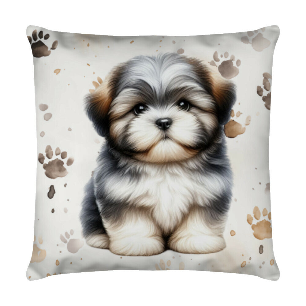 Kissen "Lhasa Apso - Puppy Paws" Weiß – hunde-shirt.de