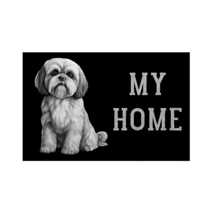Fußmatte "Lhasa Apso - MY HOME" Weiß – hunde-shirt.de