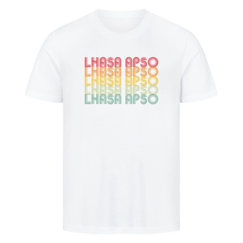 Premium T-Shirt "Lhasa Apso - RETRO" Weiß – hunde-shirt.de