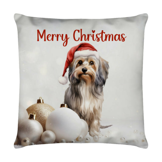 Kissen "Löwchen - Merry Christmas" Weiß – hunde-shirt.de