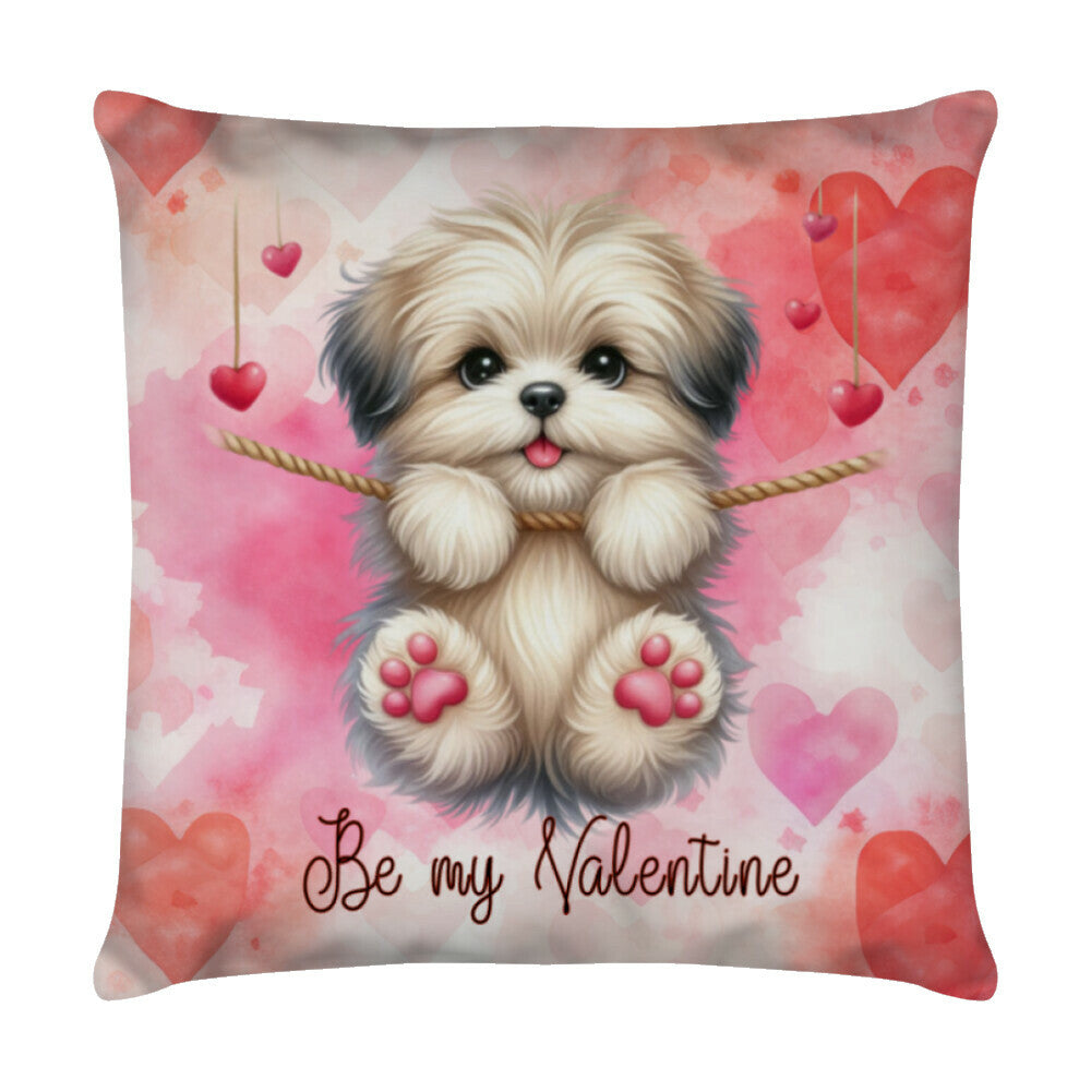 Kissen "Löwchen - Be my Valentine" Weiß – hunde-shirt.de