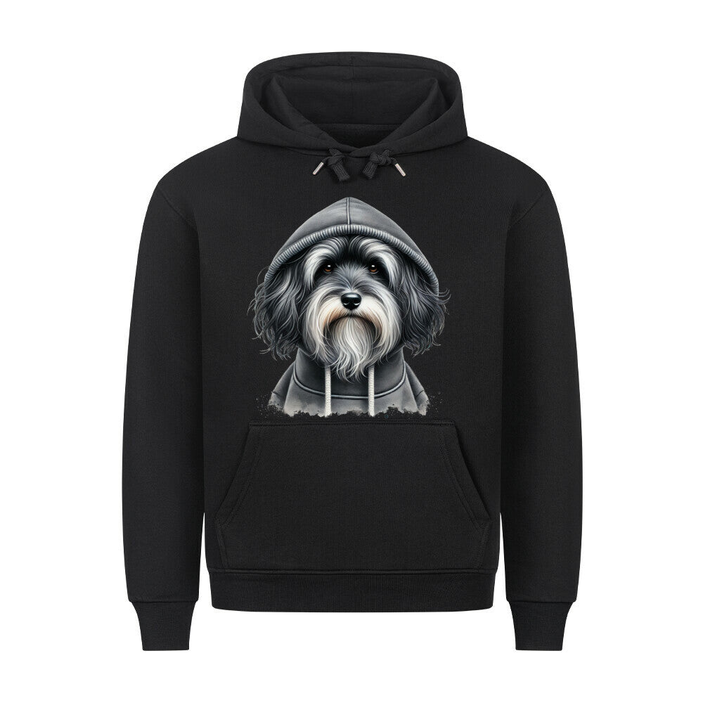 Premium Hoodie "Löwchen grau - Hooded" Schwarz – hunde-shirt.de